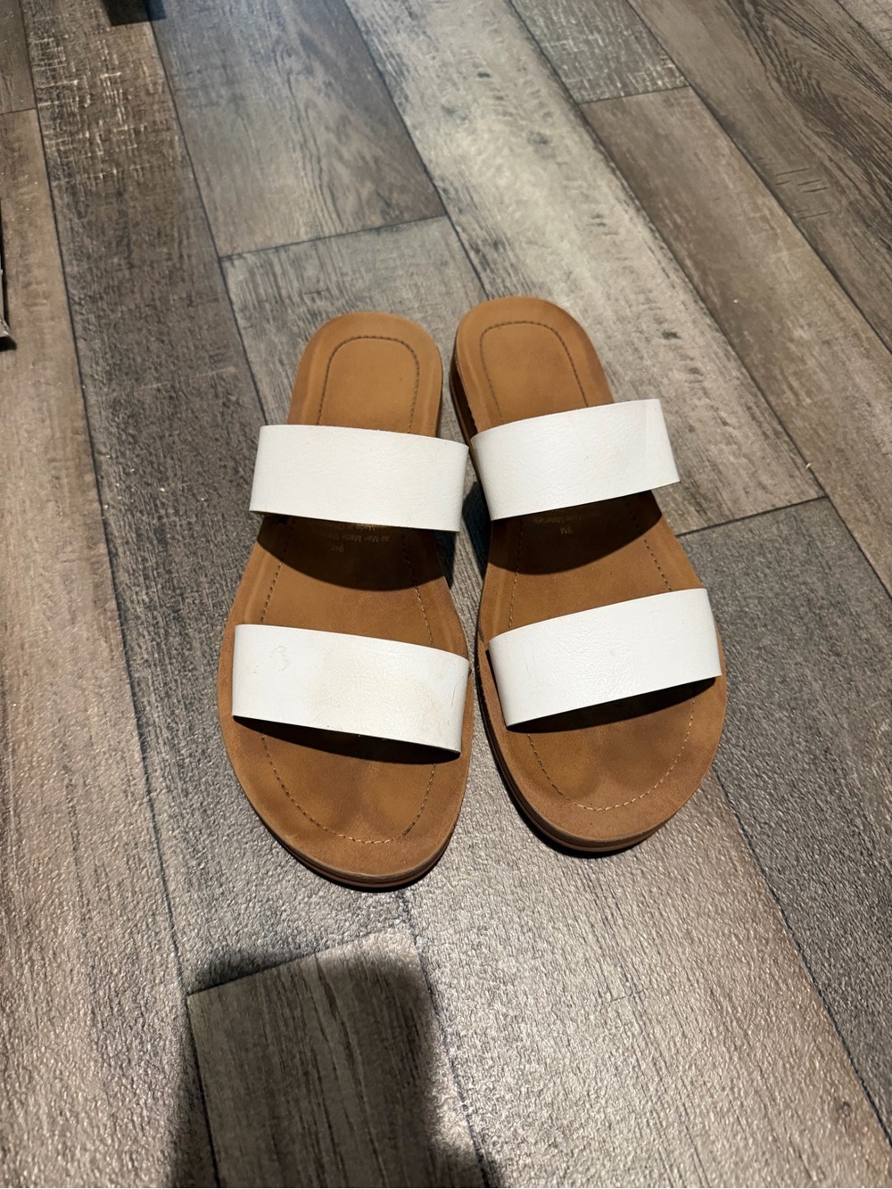 Women’s Double Band White Sandals